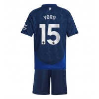 Camisa de time de futebol Manchester United Leny Yoro #15 Replicas 2º Equipamento Infantil 2024-25 Manga Curta (+ Calças curtas)